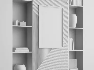 Wood and  Marble Shelf 2 3D model