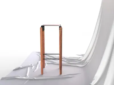 Scandinavian Design Four legged Bar Stool 3D model