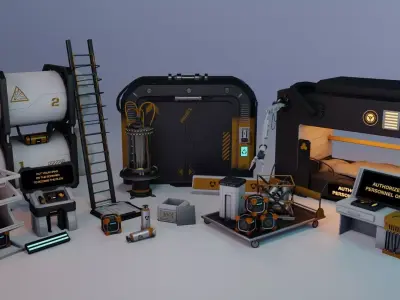 Sci-fi asset pack  Free low-poly 3D model
