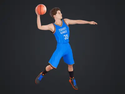 Basketball players Low-poly 3D model