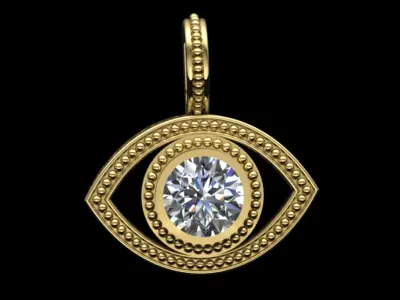 Devil Eye pendant with bail  3D print model