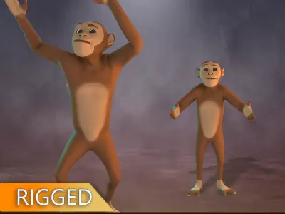 Stylized Monkey Rigged Low-poly 3D model