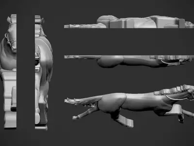 Running Horse Bas Relief 3D print model