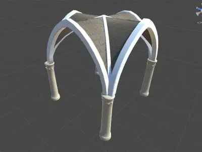 Ancient Cross Vault with Columns Low-poly 3D model