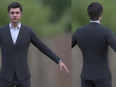 Businessman - Modular - Rigged - Animated Low-poly 3D model