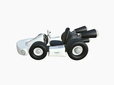 Cartoon Kart C09 White - Vehicle Racing Design Low-poly 3D model