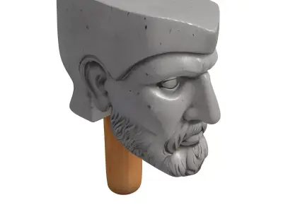 Ancient Philosopher Stone Head Bust Low-poly 3D model