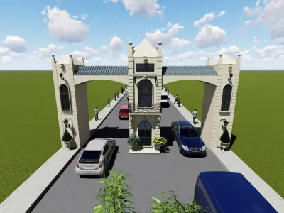 Gate for the Town Low-poly 3D model