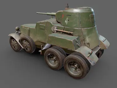 BA-10 armored car Low-poly 3D model