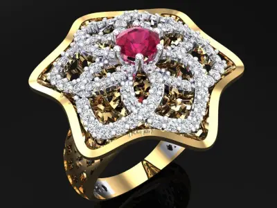  Mesh flower ring - Italian rings - Womens Rings - N6706 3D print model