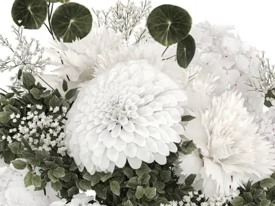 Small white bouquet of flowers lilac hydrangea dahlia 349 3D model