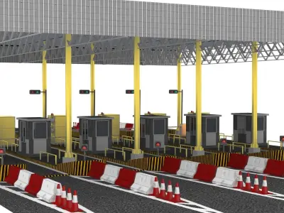 Toll Plaza Station model Low-poly 3D model