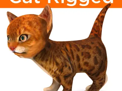 Cute cartoon Cat Rigged Low-poly 3D model