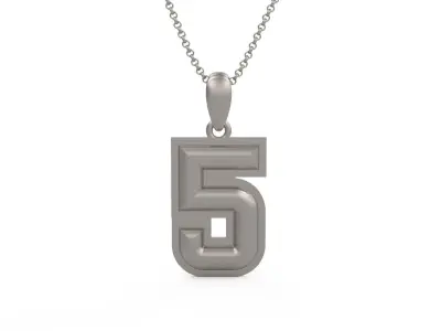 Model 1156 Number 5 Necklace Curved With Border 3D print model