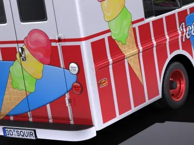 Ice Cream Truck with interior 3D model