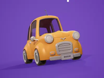 Mochi - Cute Yellow Cartoon Car - Low Poly Game Ready Vehicle Low-poly 3D model
