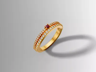 Double Row Pave Diamond Ring 3D print model