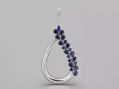 Luxurious drop earrings with gemstones model jp0045 3D print model