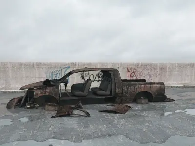 destroyed car 009 am165 3D model