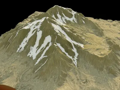 snow mountain with crater free 3d terrain model Free low-poly 3D model