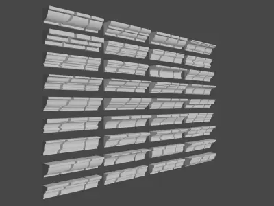 Roof cornise moulding set 3D model