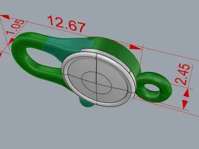 Lock 3 1 gold plated clasp with ball 3D print model