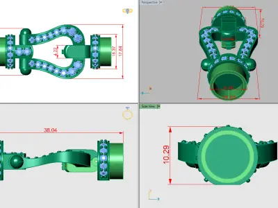 Men round leather braclet lock 3D print model