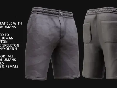 Shorts 15 - All MH Bodies - UE5 Skeletons - Rigged Low-poly 3D model