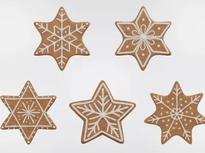 Gingerbread Christmas Cookie - Snowflake 3D Model Collection