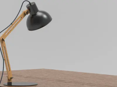 Adjustable wooden desk lamp 3D model