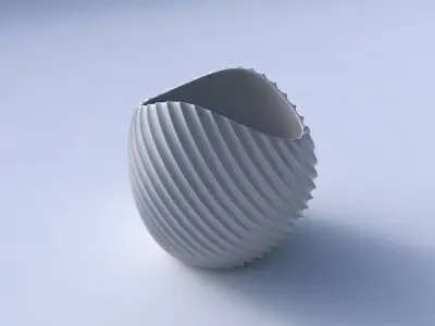 Bowl compressed 3 with bent extruded lines 3D print model