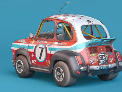 Super fury cartoon rally lowpoly car Low-poly 3D model