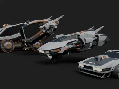 Cyberpunk vehicles kitbash 3D model