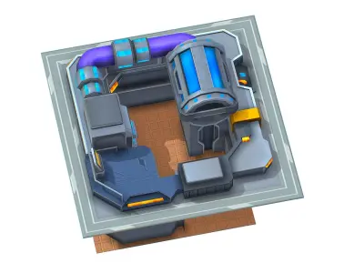 isometrical fuel rig platform station upgrade 1 Low-poly 3D model