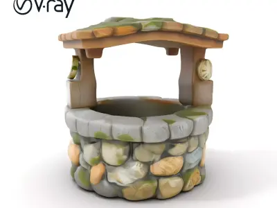 Stone MossCovered Well Model Pack Low-poly 3D model