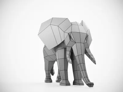Low Poly Elephant with tusks Low-poly 3D model purchase