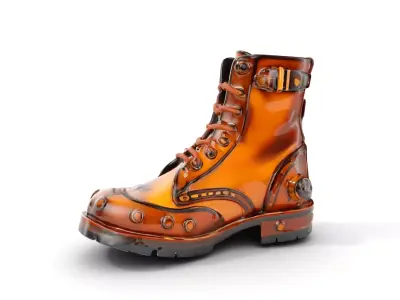 Steampunk Leather Boot Model Pack Low-poly 3D model