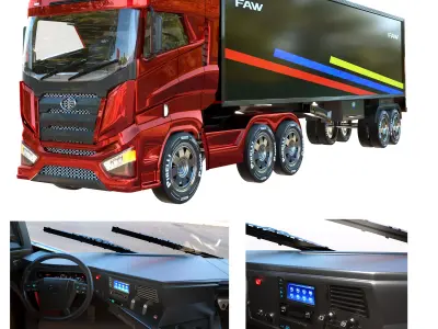 faw truck with interor 3D model