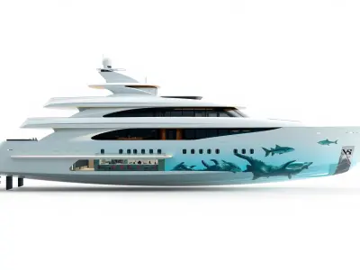 Underwater Glass-Hull Superyacht 3D model pack Low-poly 3D model
