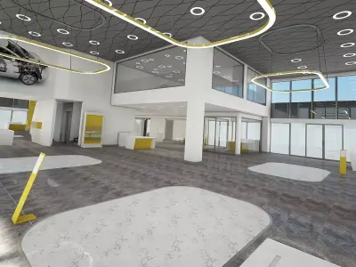 Car Showroom and Furniture 3D model