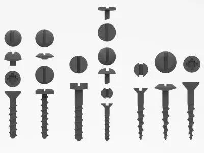 Screws set bolt Low-poly 3D model
