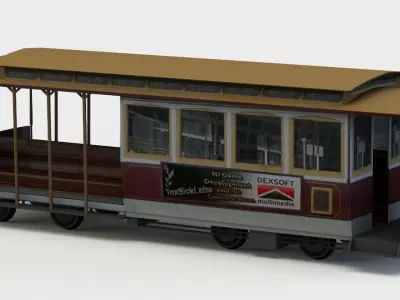 Funicular trolley car Low-poly 3D model