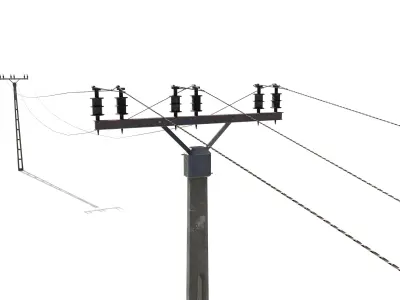 Electricity Pole 20 Low-poly 3D model