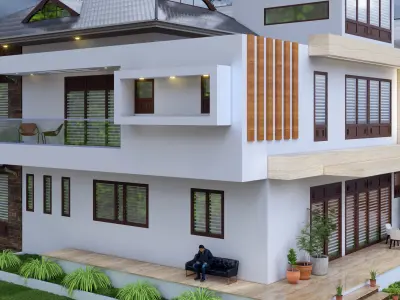 modern traditional house design 3D model