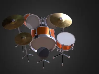 Drum Set 5 Pc Complete Set Cymbals 3D model
