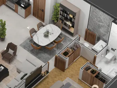 appartment floorplan k1 3D model