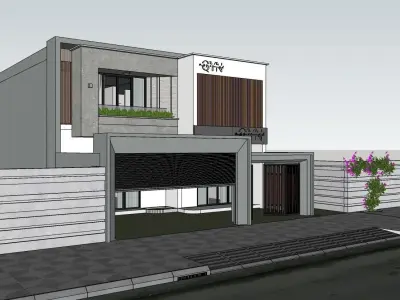 HOUSE modern with car parked 3D model