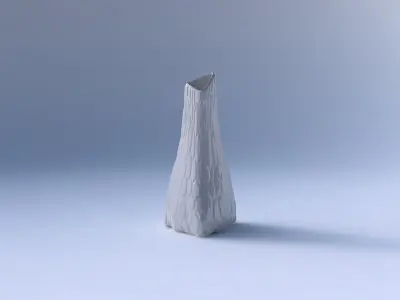 Vase twist grounded tilted triangle with twisted rocky bulges 3D print model