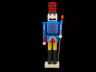 Blue Christmas Nutcracker Low-poly 3D model