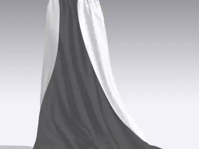add skirt long modern white color cotton fabric Low-poly 3D model